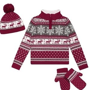 New with tags sweater, hat and gloves set
